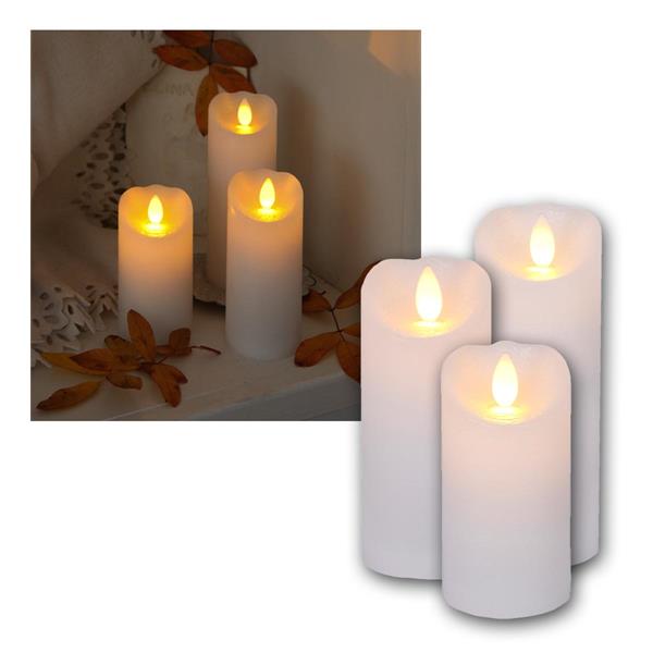 LED candle "Glow Flame", set of 3 | timer, flicker effect