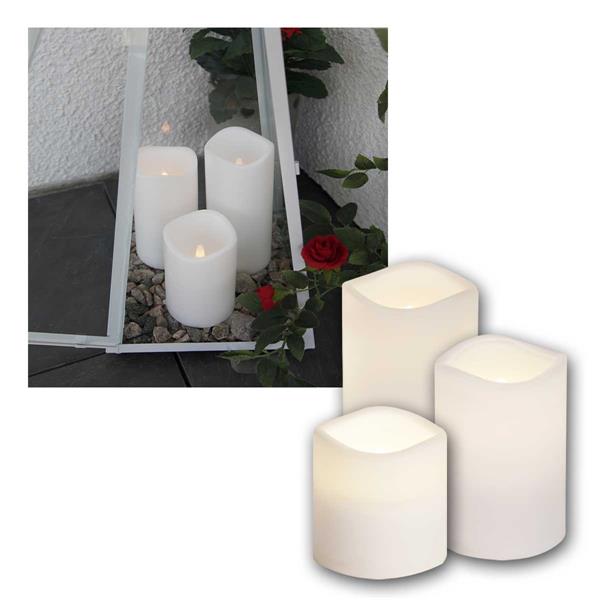 Set of 3 LED candle | for outdoor | timer | Ø 7,5cm | white