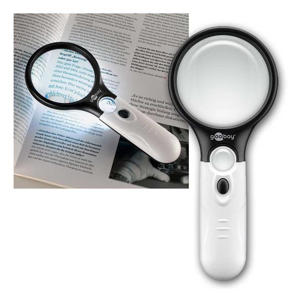 LED reading magnifier, 2 lens | 1.75/12.25x magnification
