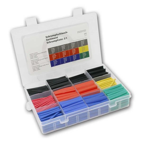 Shrink tubing set in PE box | 620 pieces, 5 colors, 2:1