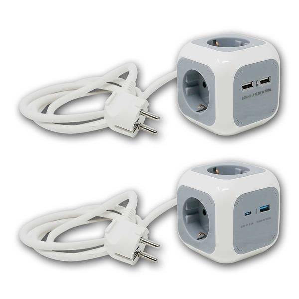 Power cube 4-fold, USB charging sockets | USB-A / USB-C