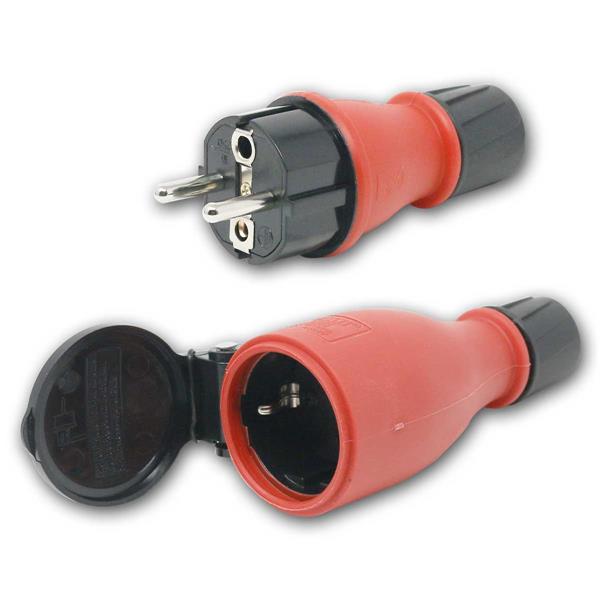 Protective contact rubber connector | 250V/16A, signal red