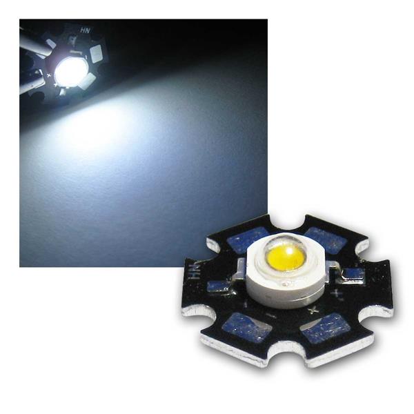 Highpower LED 1W pure white, with circuit board | set of 5