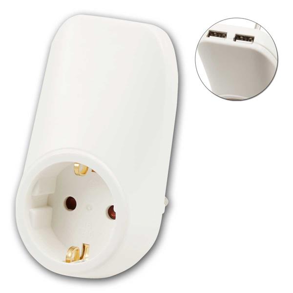 Adapter plug with 2x USB-A charger | socket adapter