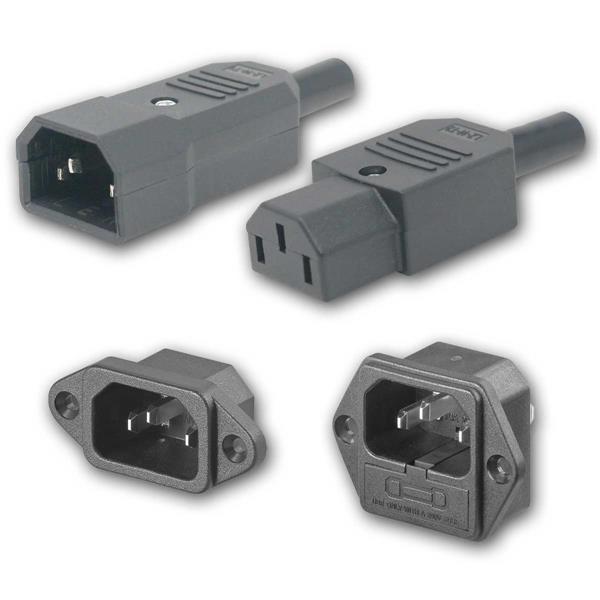 C14 plug & C13 socket IEC 320 for cold devices | straight