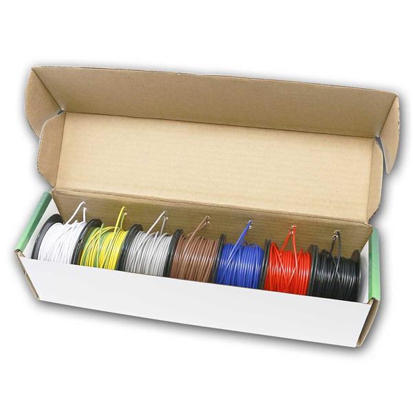 Copper wire set 0.25mm², 7 colors on spools in the dispenser