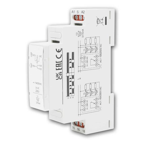 Installation relay with latching 230V AC, 16A | DIN rail