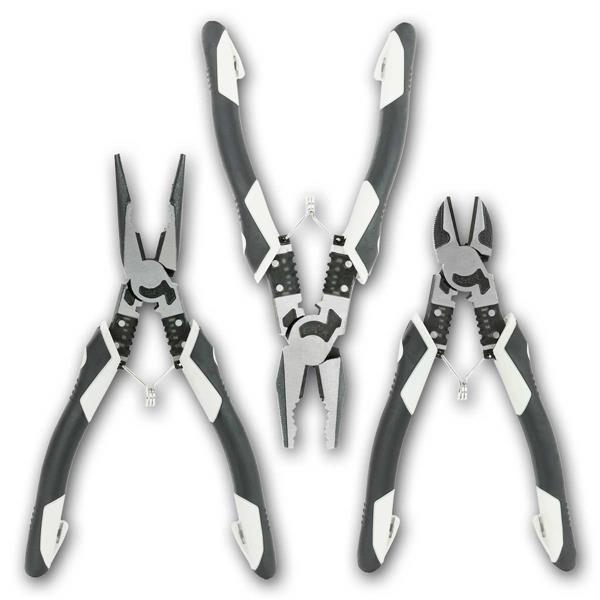 Set of 3 combination pliers, long-nosed pliers, side cutters