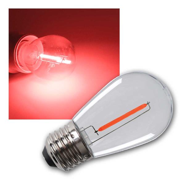 E27 LED bulb filament style, red, for fairy lights, set of 3