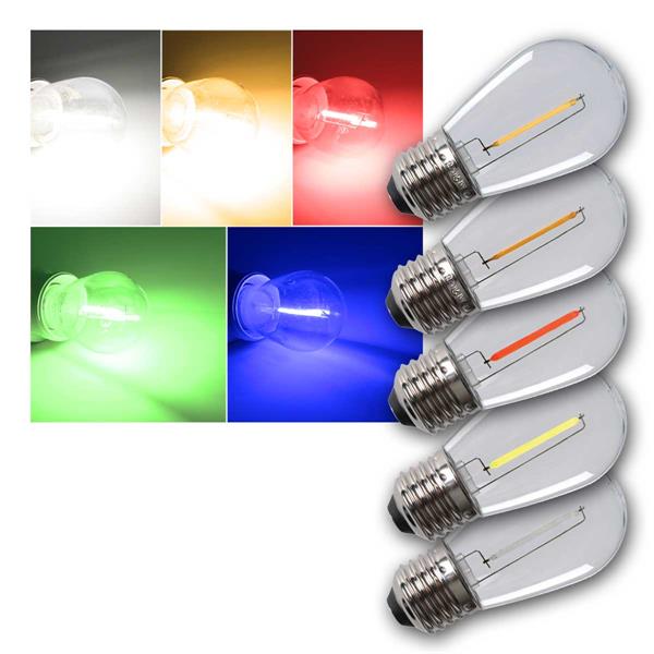 E27 LED filament bulbs for fairy lights | diverse colours