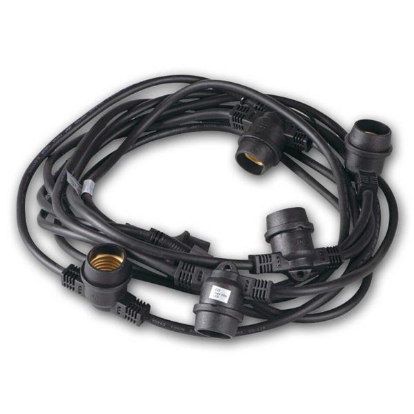 Chain of lights with 5 E27 sockets, length 6.25m | for outsi