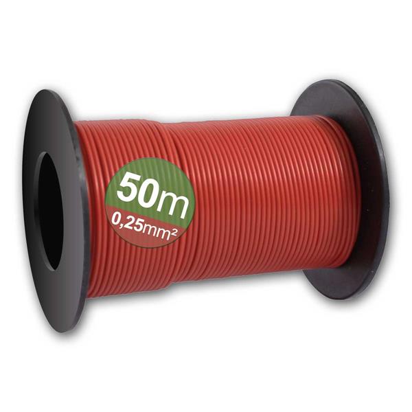 50m Spule Schaltlitze 0,25mm² rot, 50x 0,08mm CU