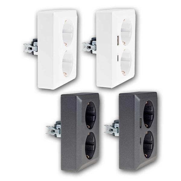 MILOS 2-fold socket for 1x flush-mounted box | with USB-A/C