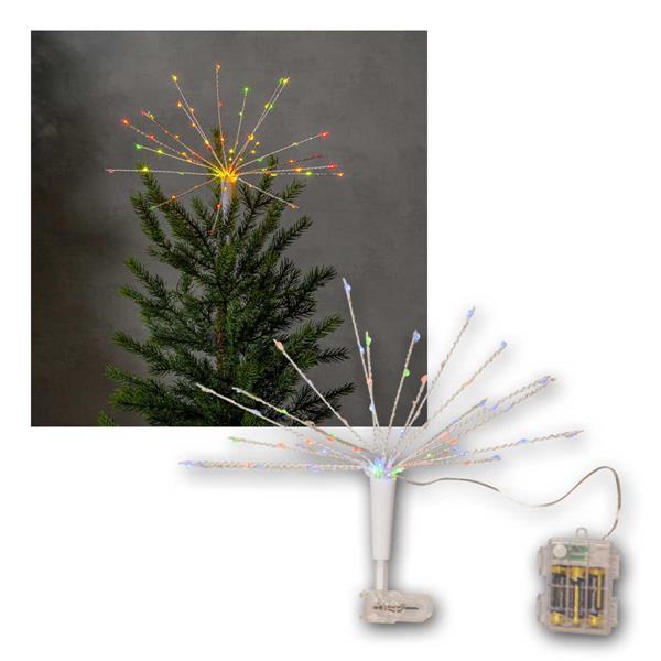Tree topper Firework, RGB, flashing | Battery & timer, IP44