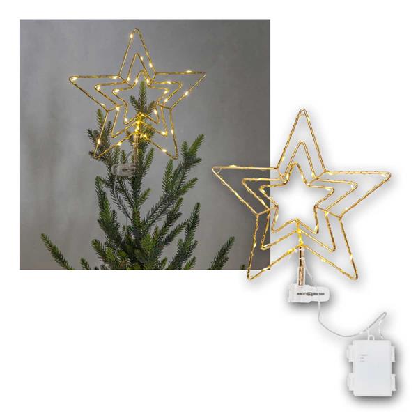 Tree topper TOPSY 3 star, warm white | battery & timer, IP44