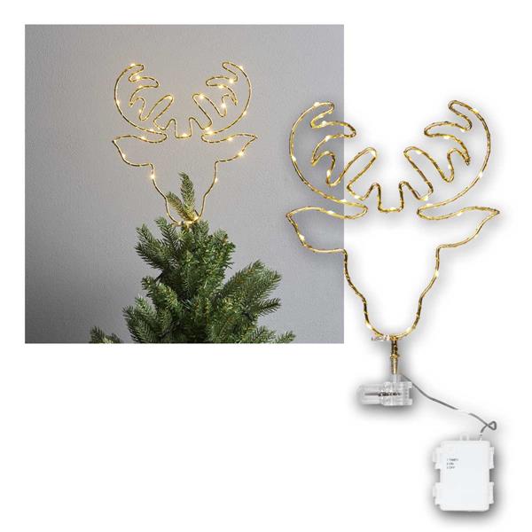 Tree topper TOPSY deer head | Battery & timer function, IP44