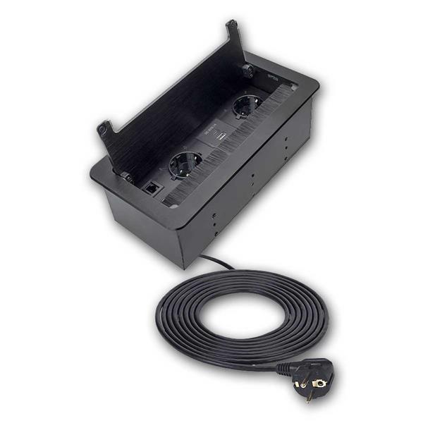 2-fold built-in socket "INBOX" | USB-A & USB-C, RJ45, HDMI