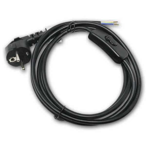 Protective contact power cable with switch | 1.8m, black