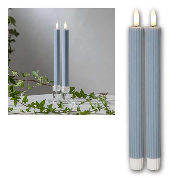 LED battery candle STRIPE for candlesticks | blue, 4 piece