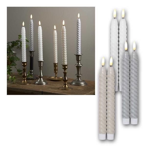 LED stick candles SWIRL, candlestick candles | with timer