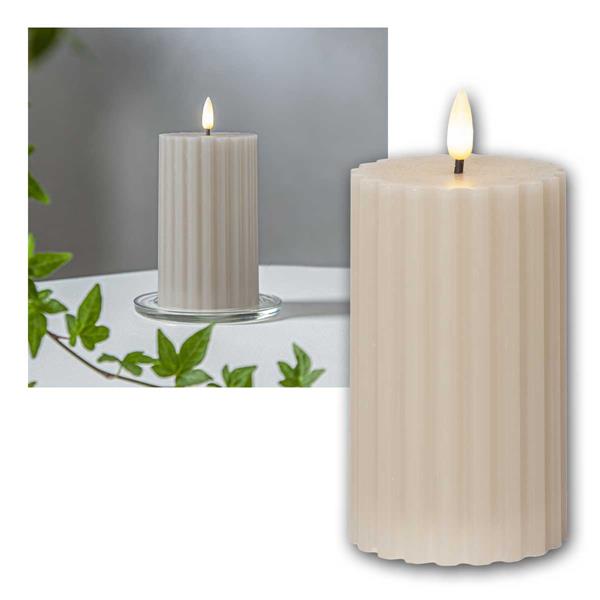 LED candles "STRIPE" with timer function | beige, set of 2