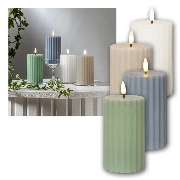LED pillar candle "STRIPE" with timer | candle with real wax