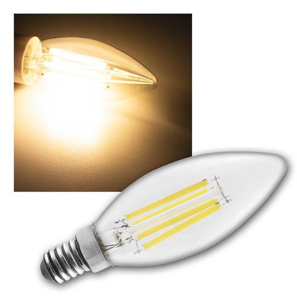 E14 filament lamp FILED, warm white, 5 pieces