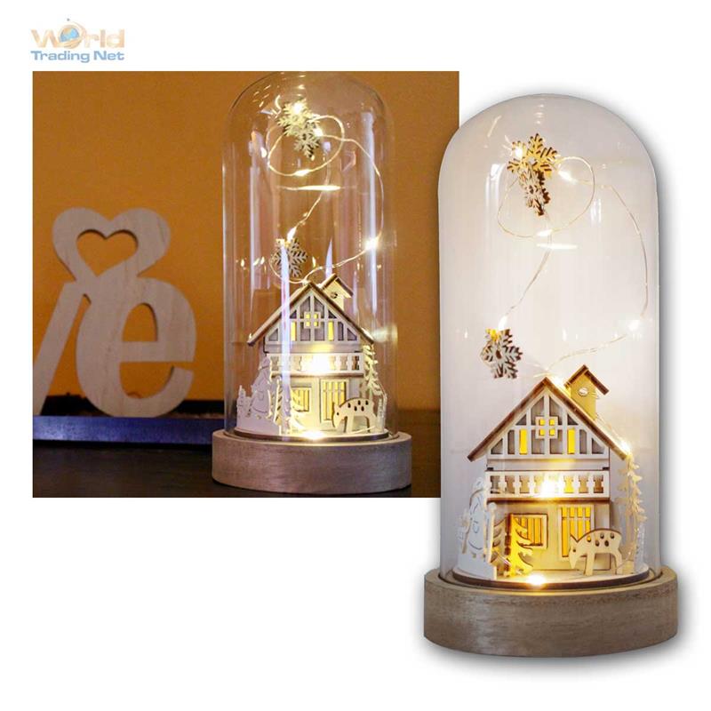 LED Deko Glas-Kuppel Winterhaus Glocke, Weihnachten Winter Dekoration XMas  warmw | eBay