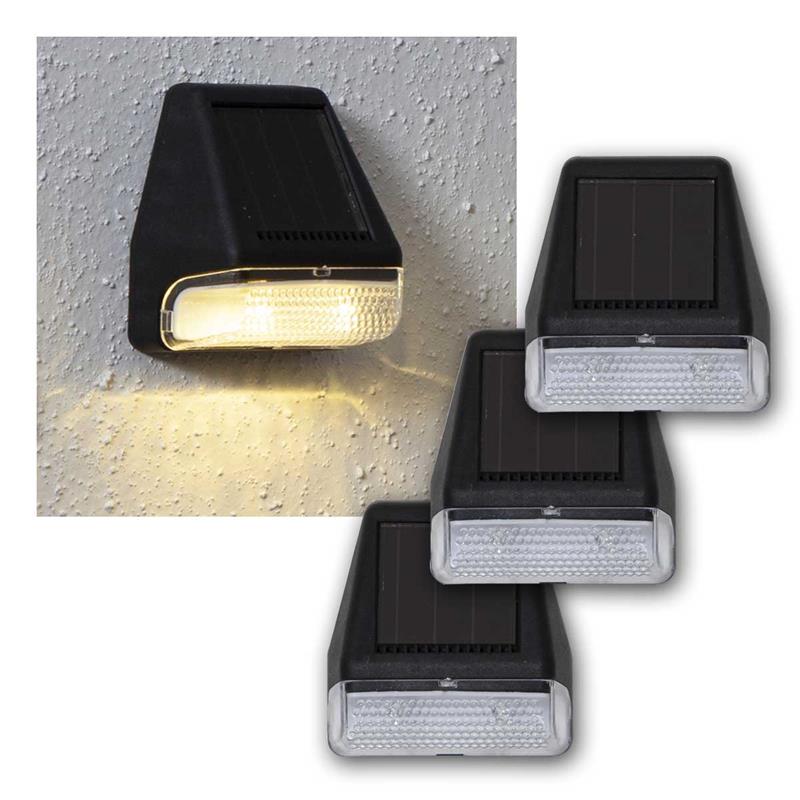 Kunststoff schwarz LED Solar-Wandleuchte 150x120mm 