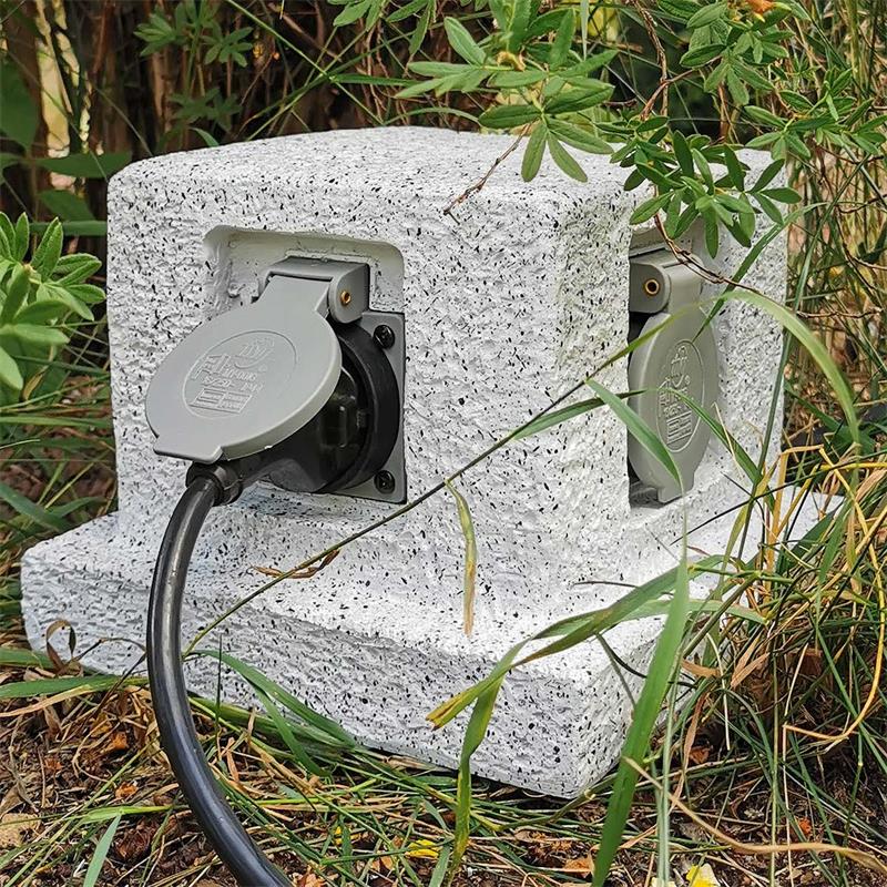Garden socket WTN-Post, socket block 4-way, stone look
