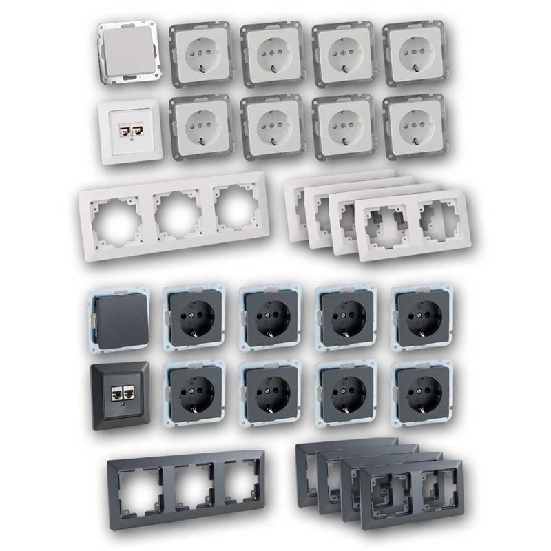 16A Socket Protection Contact Milos Set6AN Milos Charcoal Combination Switch 