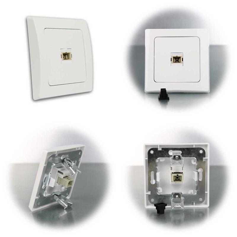 RJ45/Lichtwellenleiter DELPHI Netzwerkdosen unterputz weiß LAN DSL Glasfaser 