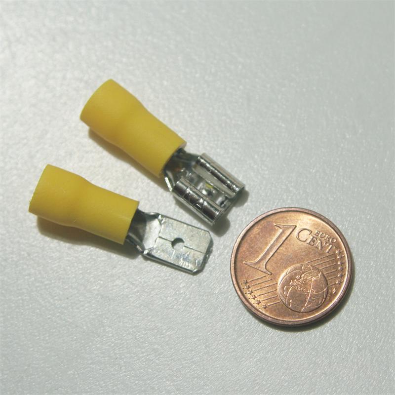 50 Paar Kabelschuhe Stecker & Buchse gelb 6,3 x 0,8mm für 4,0-6,0mm² Kabelschuh 