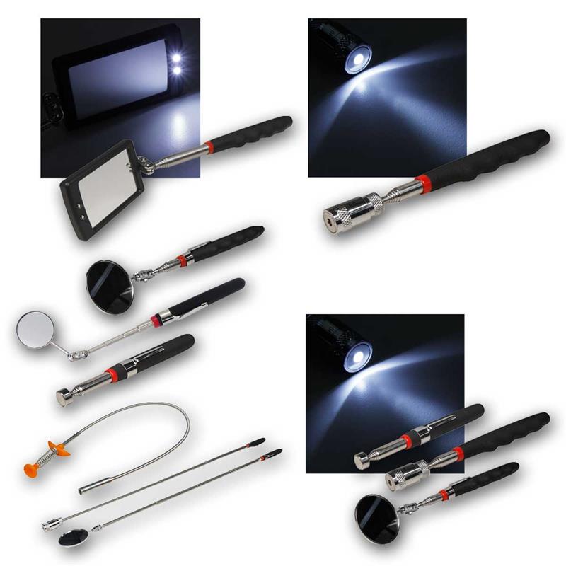 Teleskop Pick-Up Werkzeug mit LED, Magnet oder Spiegel