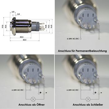 ACCIAIO INOX Pulsante, TASTO , Pulsante campanello, LED ...